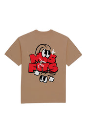 Misfits Gaming Split T-Shirt, Khaki with misfits text and logo in white and red on the back